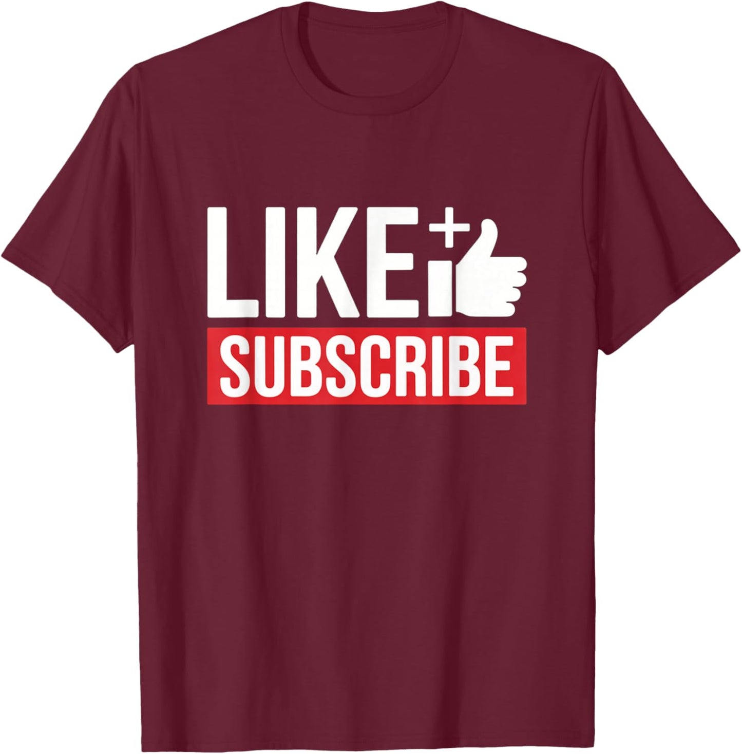 Like and Subscribe Thumb Icon Creator Design T-Shirt - T-Shirt | Maroon
