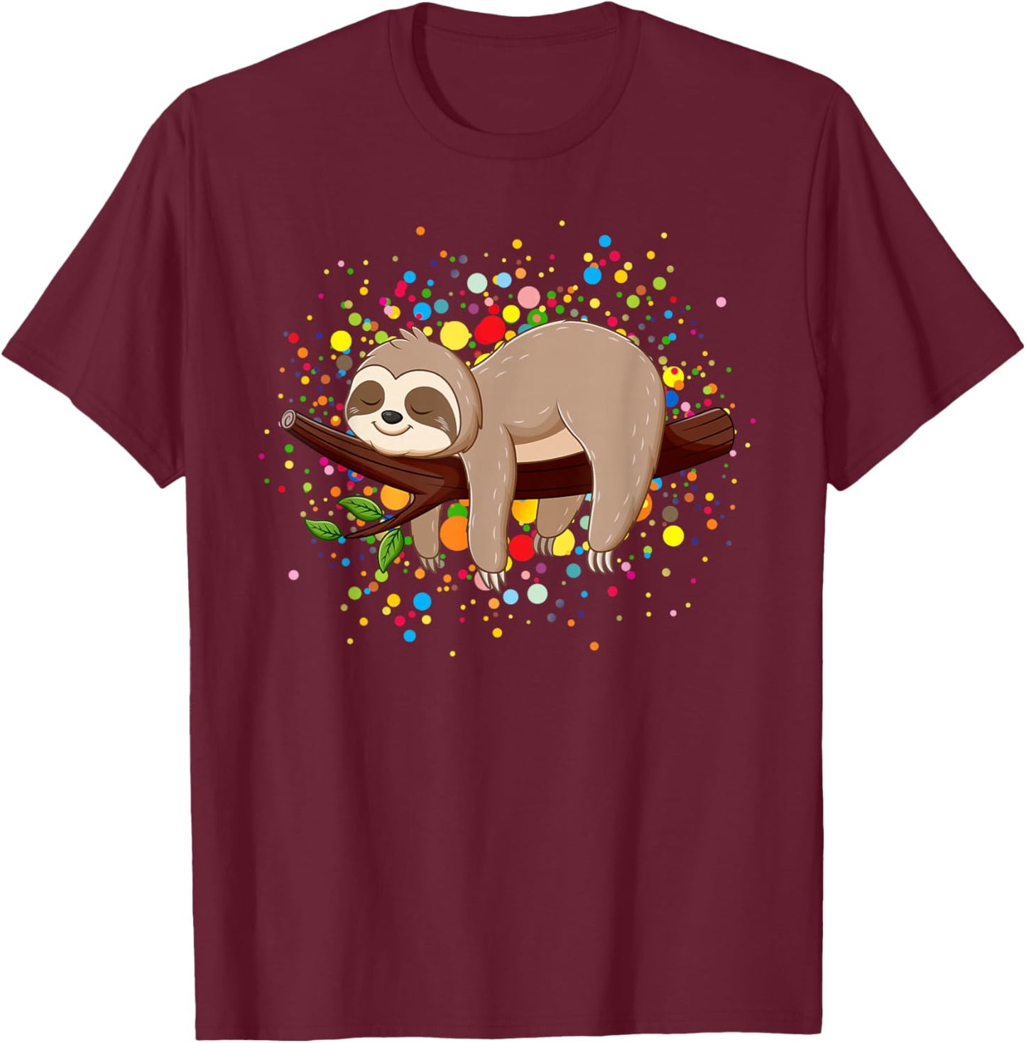 Funny Sloth Lovers Polka Dots Happy Dot Day Girls Boys Kids T-Shirt - T-Shirt | Maroon
