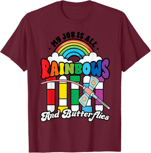 Phlebotomist Job is All Rainbows Butterflies Lab Nurse Life T-Shirt - T-Shirt | Maroon