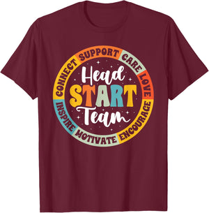Head Start Team Homeschool Teacher Headstart Back To School T-Shirt - T-Shirt | Maroon