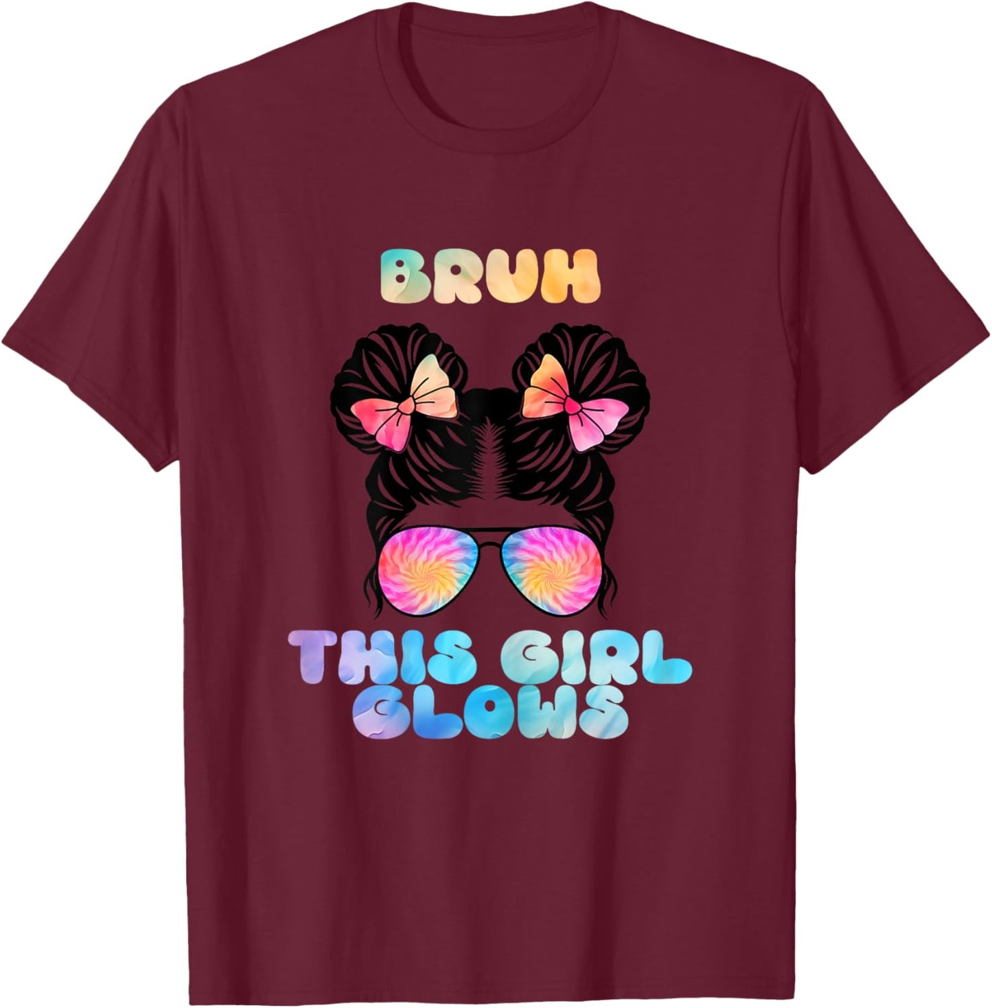 This Girl Is Positive And Tie Dye On Birthday 80's And 90's T-Shirt - T-Shirt | Maroon