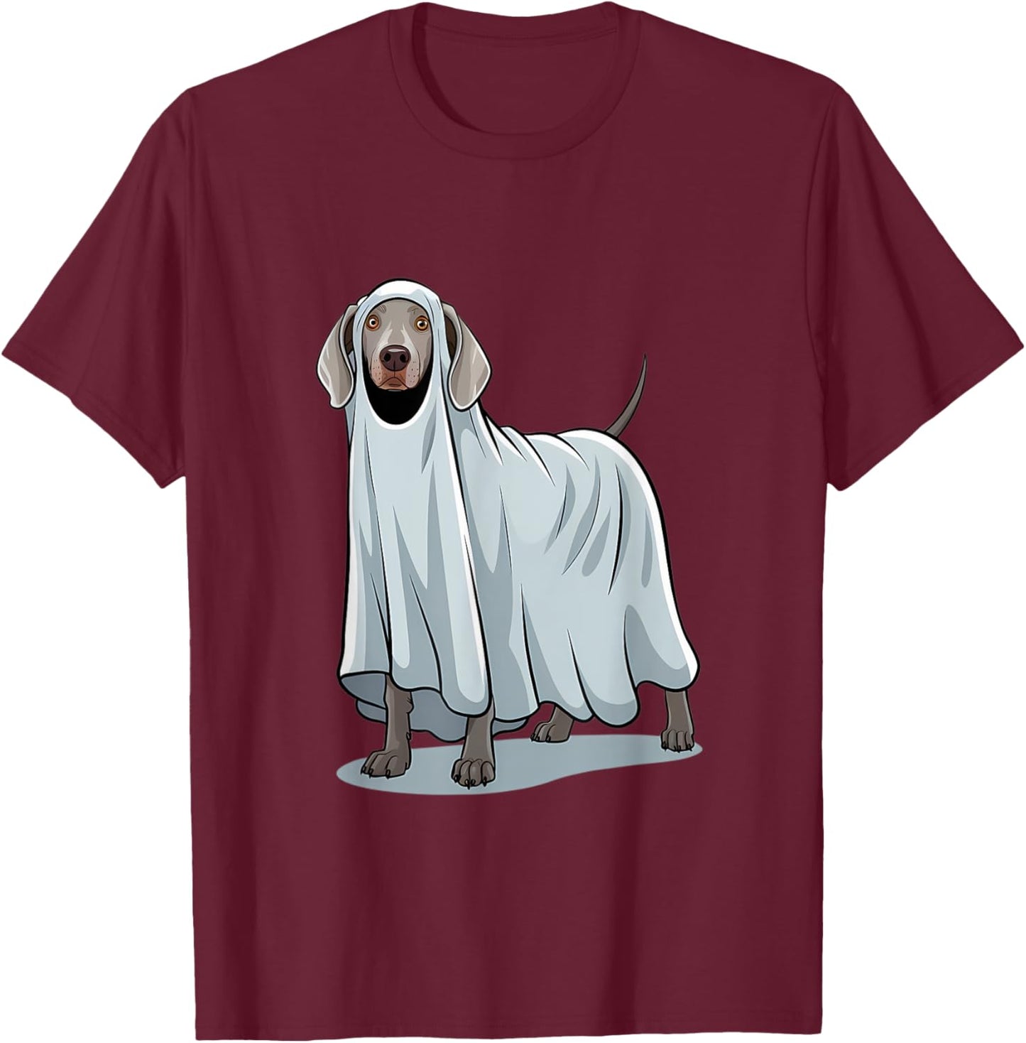 Weimaraner Dog Halloween Ghost Costume Design Men Women Kids T-Shirt - T-Shirt | Maroon