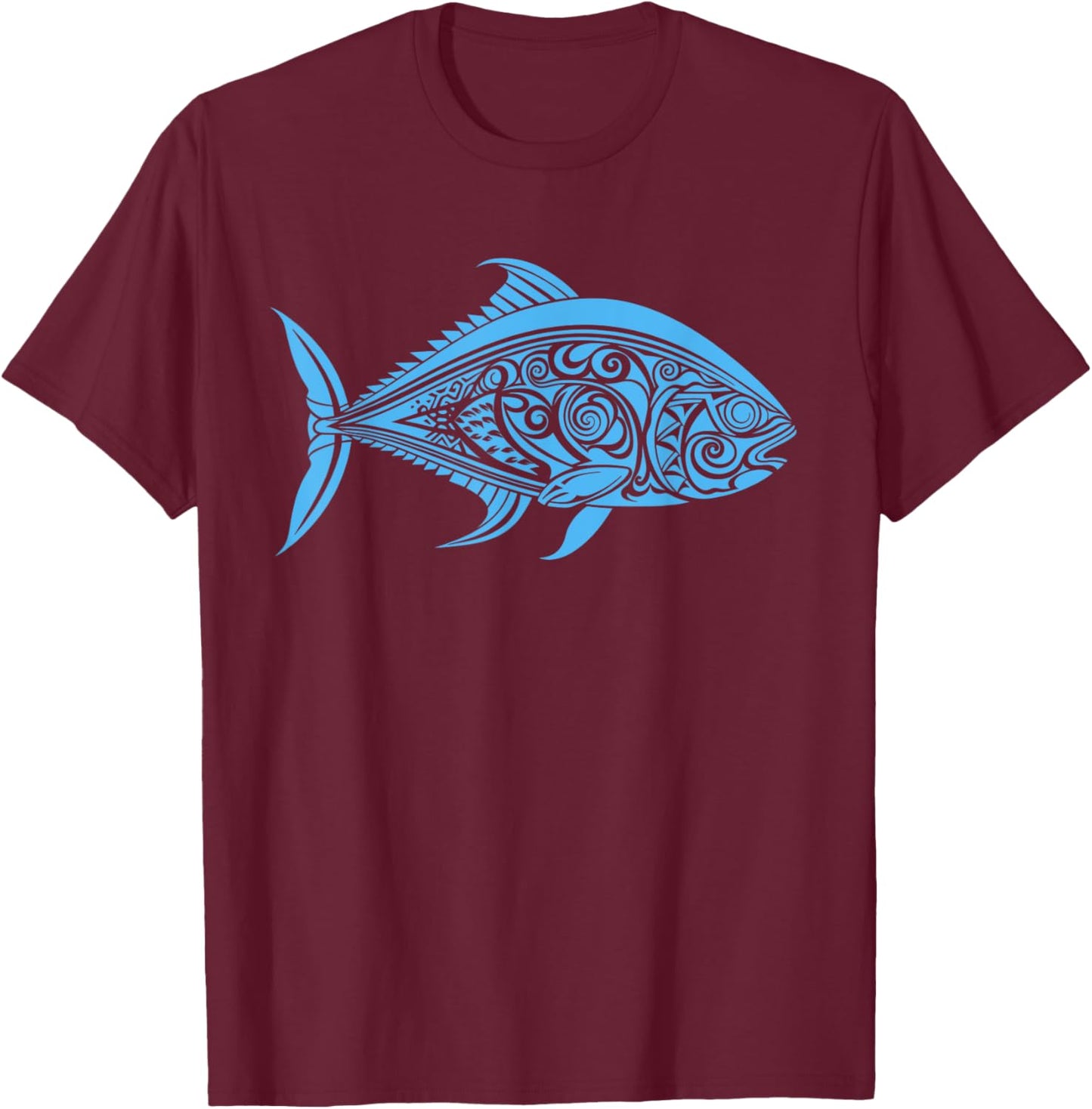 Ulua Fishing Native Hawaiian - Hawaiian Tribal T-Shirt - T-Shirt | Maroon