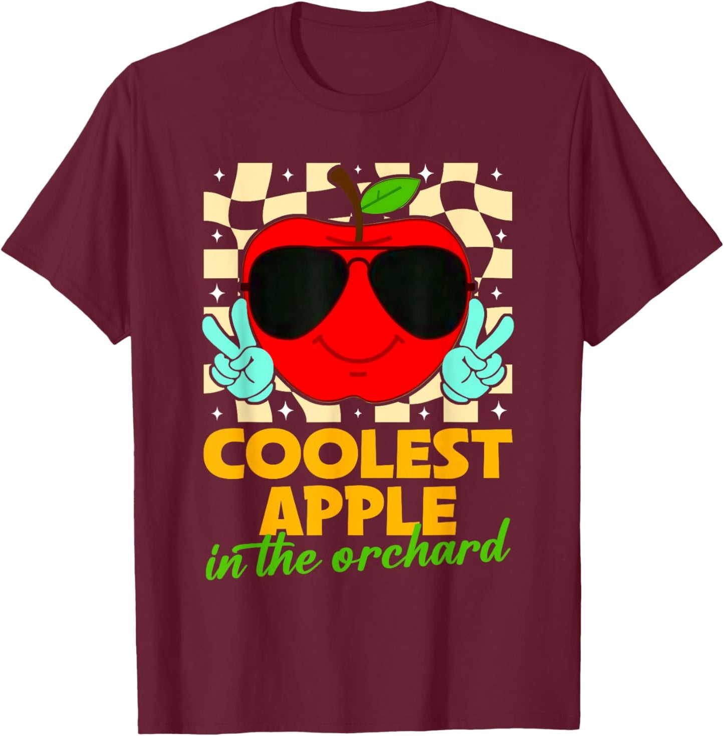 Apple Picking Day Harvest Coolest Apple in The Orchard Retro T-Shirt - T-Shirt | Maroon