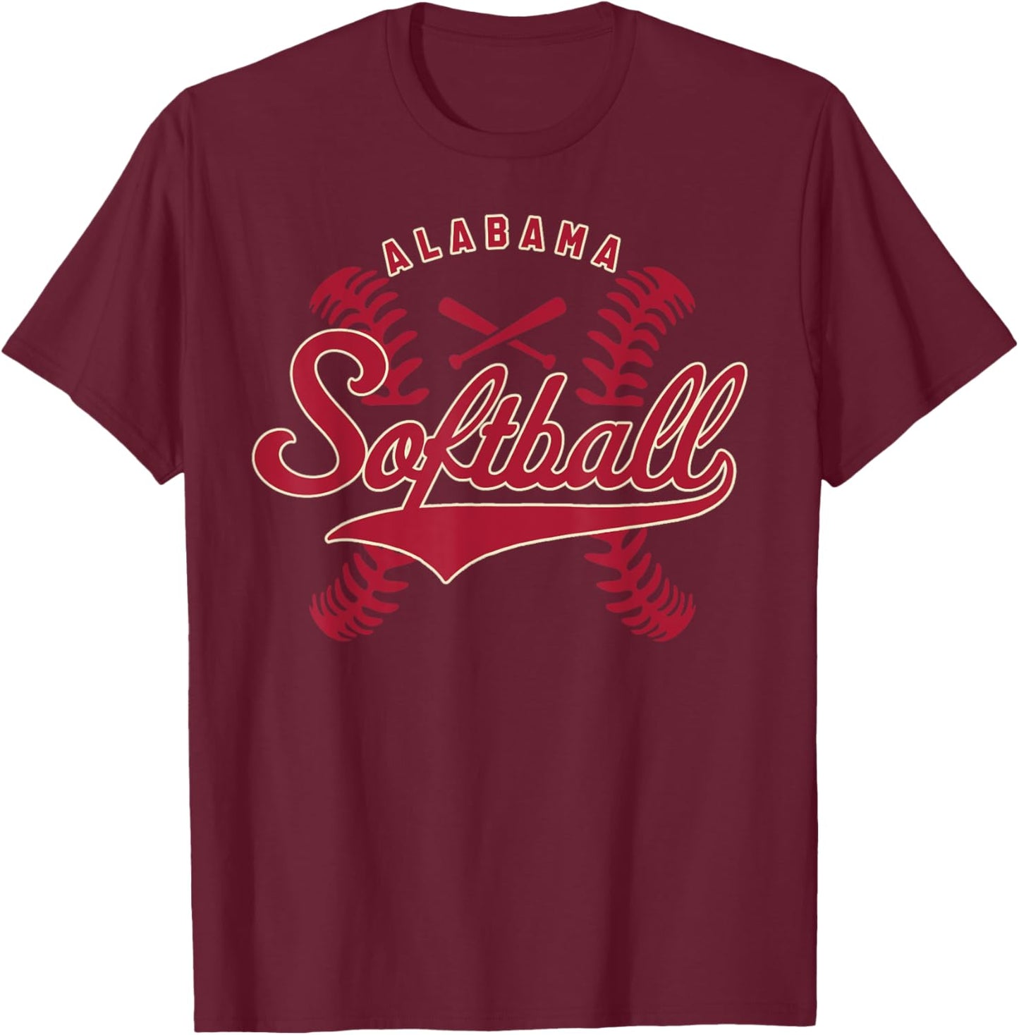 Alabama Softball Vintage Kids Team Retro Softball Fan T-Shirt - T-Shirt | Maroon