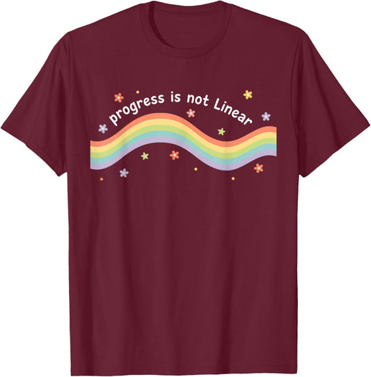 Teacher Progress is Not Linear Special Education Teacher T-Shirt - T-Shirt | Maroon