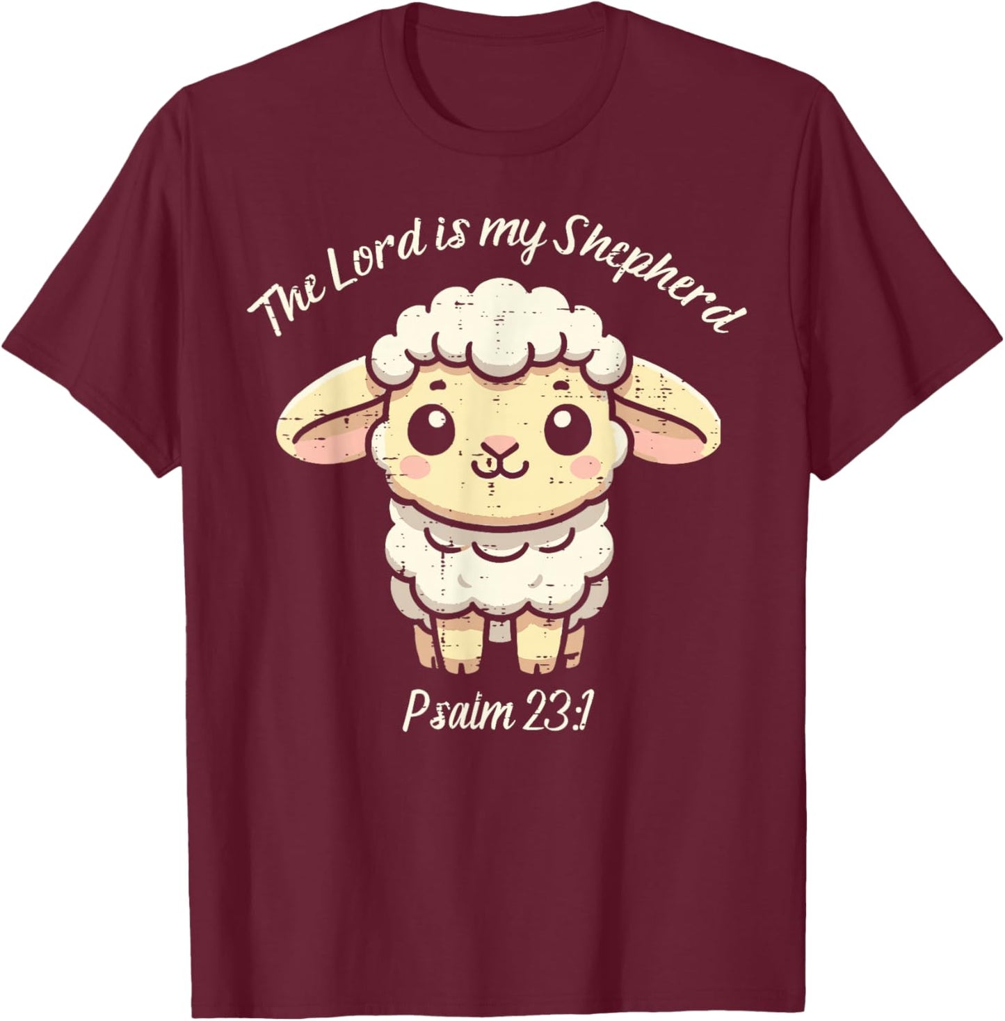 Lord Is My Shepherd Psalm 23 1 Lamb Christian Kids Women Men T-Shirt - T-Shirt | Maroon