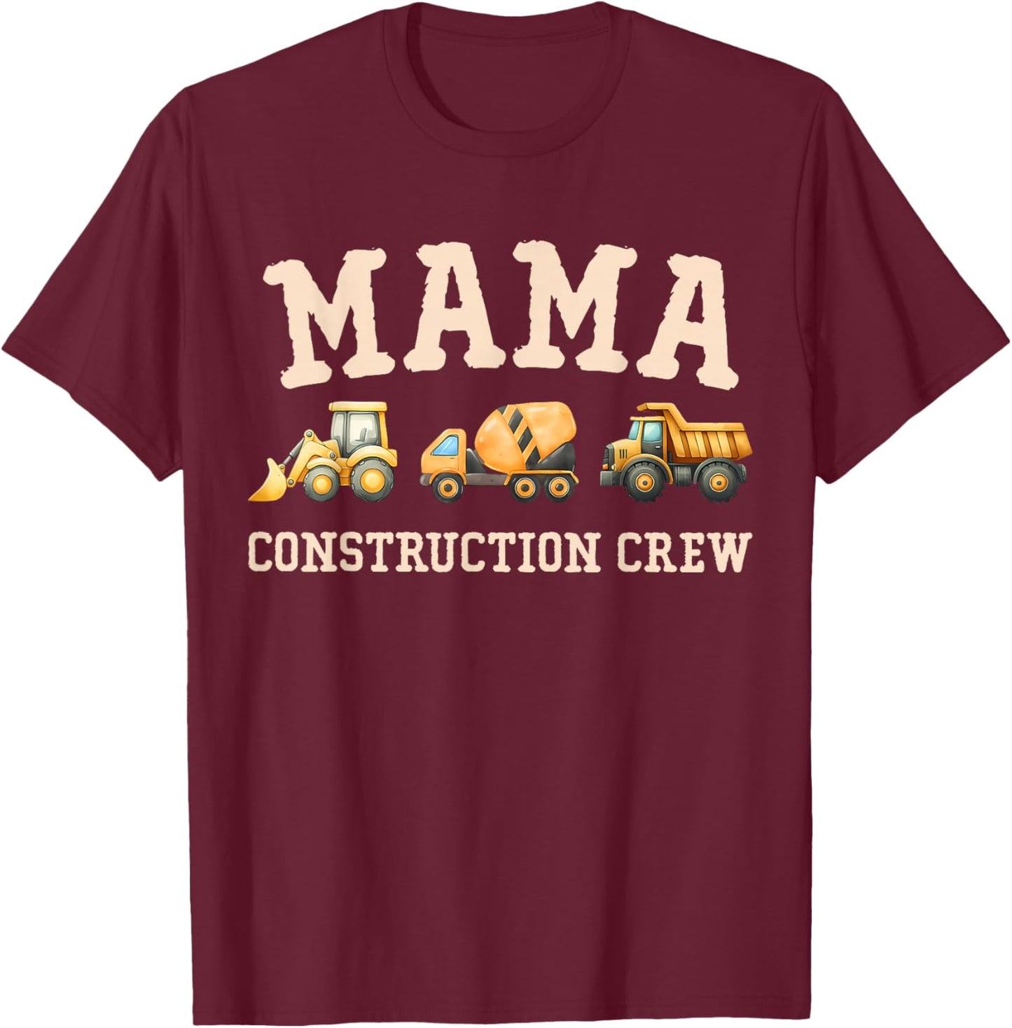 Mama Dada Construction Crew Couples Matching Family T-Shirt - T-Shirt | Maroon
