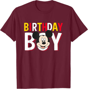 Disney Mickey and Friends Birthday Boy Cute Mickey Logo T-Shirt - T-Shirt | Maroon