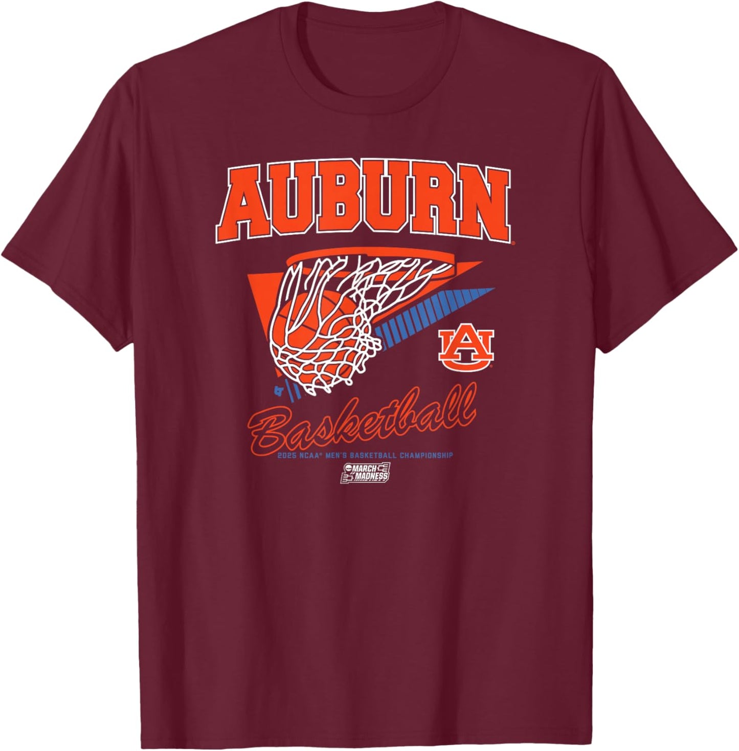 Auburn TigersBasketball: 2025 March Madness Net - NCAA T-Shirt - T-Shirt | Maroon