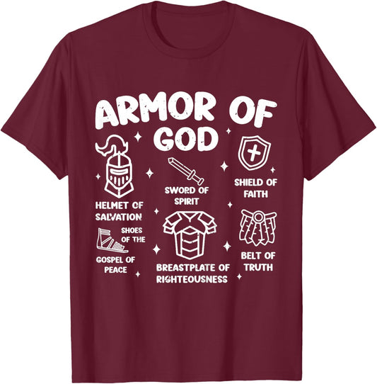 Kids Christian Lovers Armor of God Kids Jesus Faith Armor of God T-Shirt - T-Shirt | Maroon