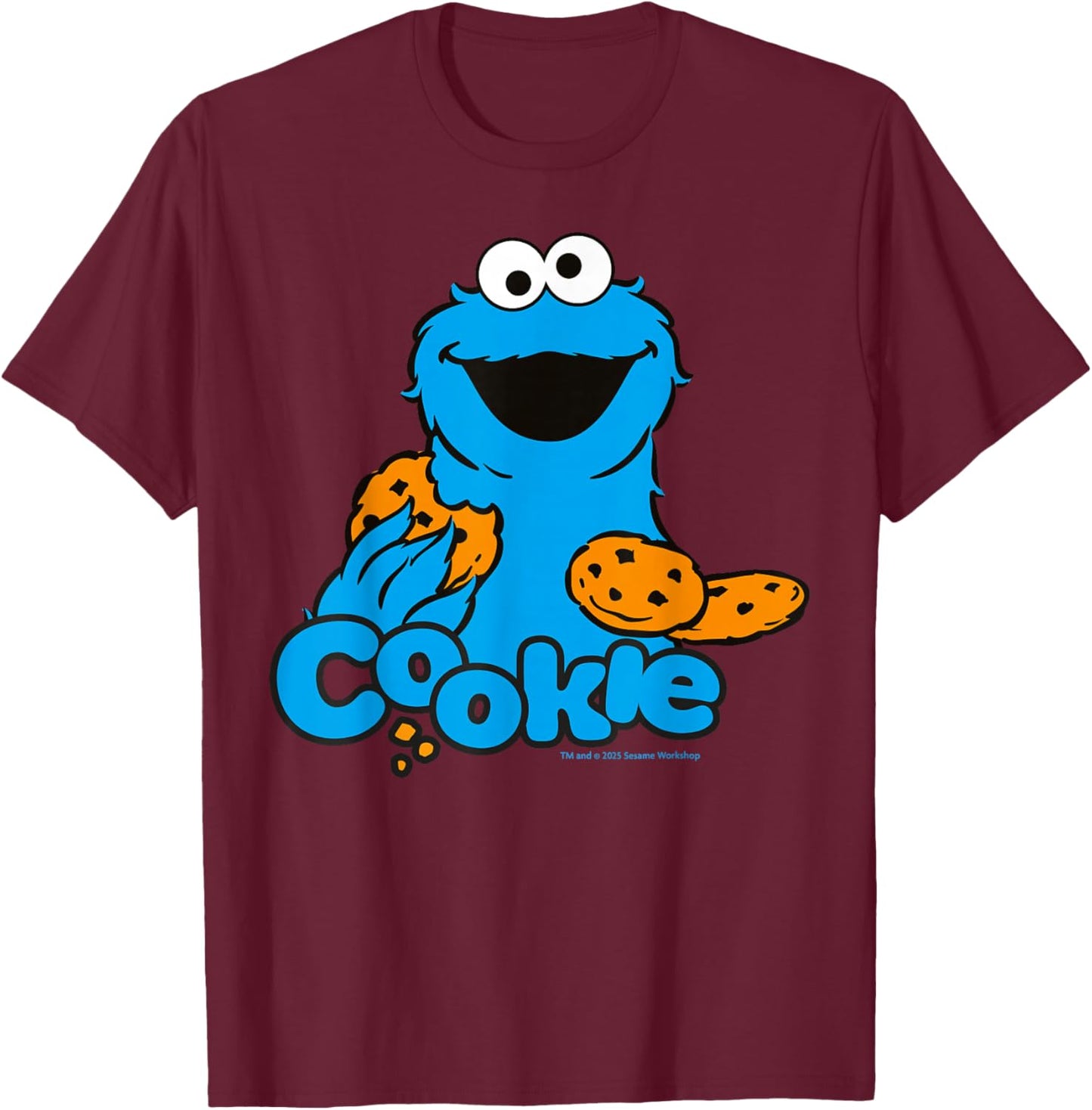 Sesame Street Cookie Monster Best Cookies Happy Pose Classic T-Shirt - T-Shirt | Maroon