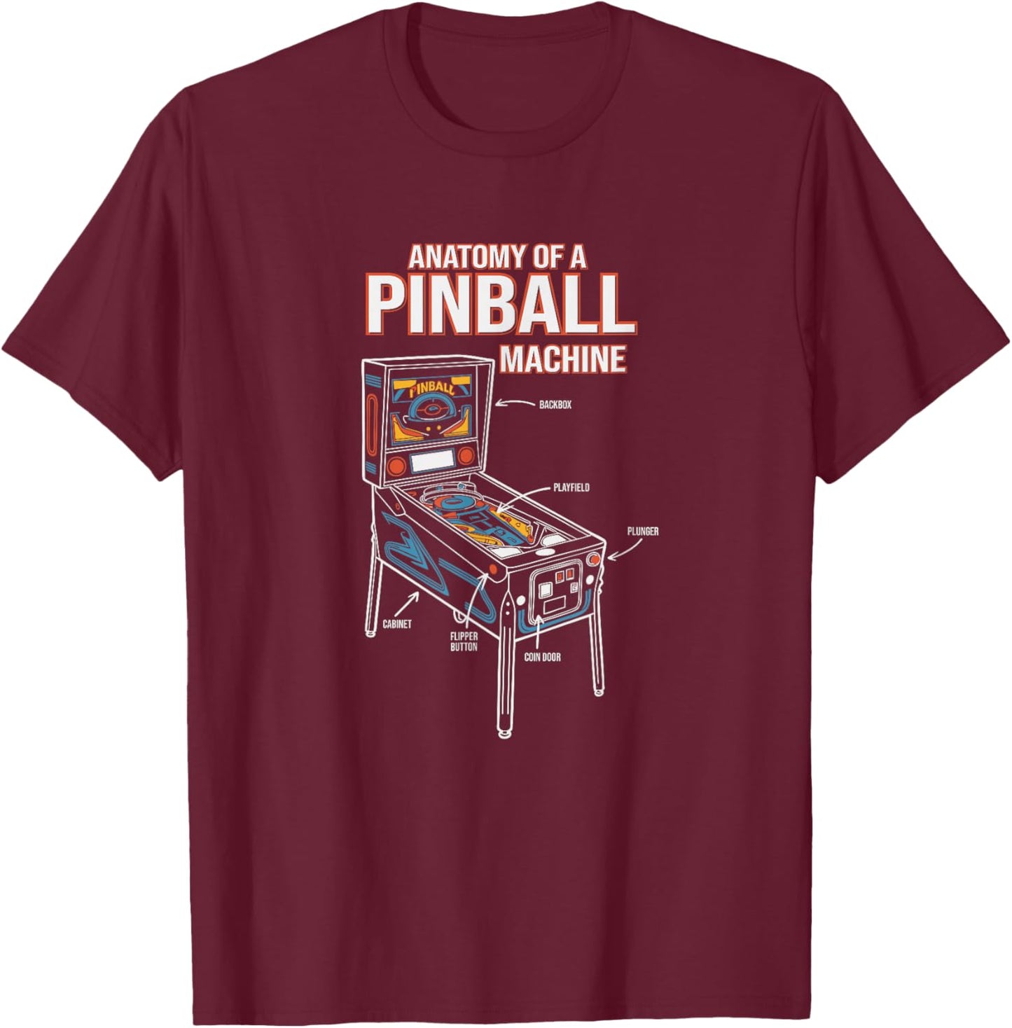 Anatomy of A Pinball Machine, Pinball Player T-Shirt - T-Shirt | Maroon