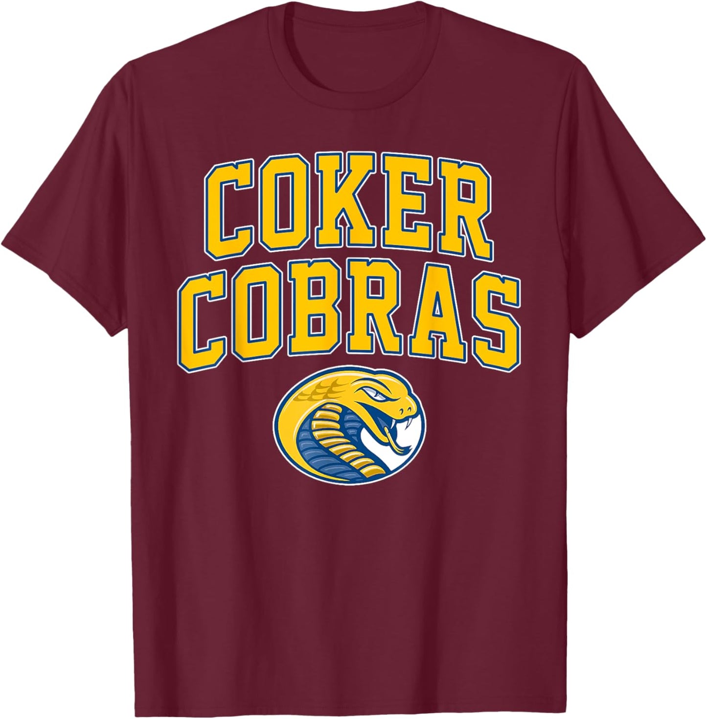 Coker College Cobras Arch Vintage Sports Design Men Women T-Shirt - T-Shirt | Maroon