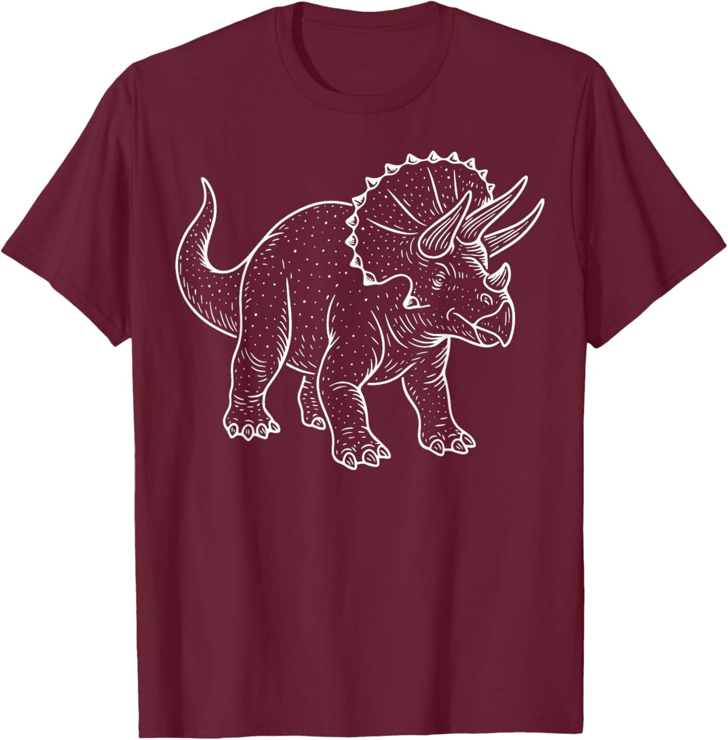 Triceratops Illustration Dinosaur T-Shirt - T-Shirt | Maroon