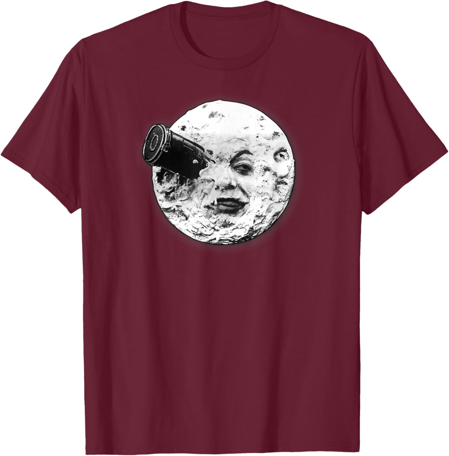 Moon Spaceship Face Trip to The Moon Voyage Dans la Lune T-Shirt - T-Shirt | Maroon
