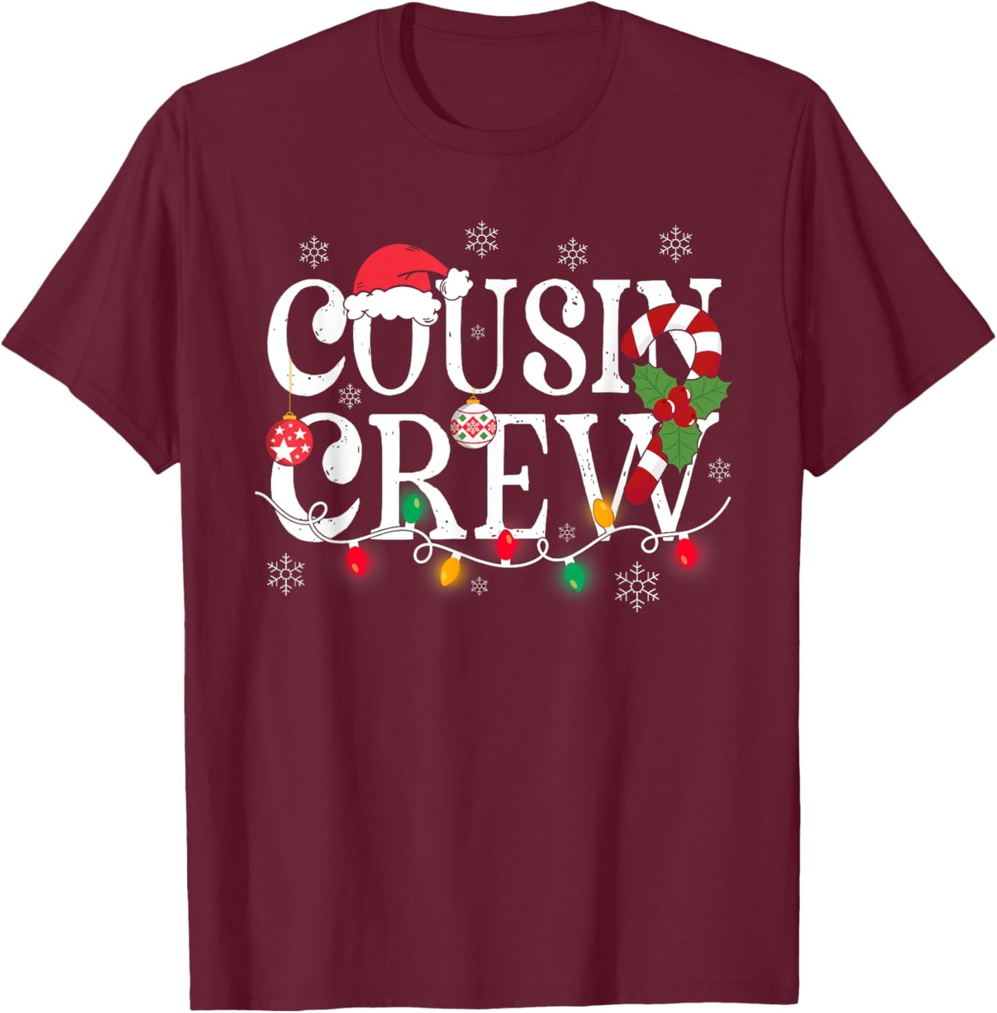 Cousin Crew Christmas Cousins Christmas Matching Family Kids T-Shirt - T-Shirt | Maroon