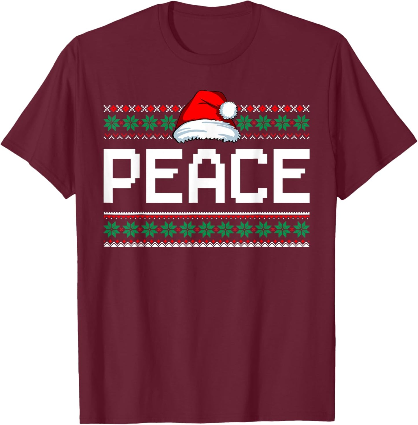Peace I Come In Peace Couples Ugly Christmas Xmas Sweaters T-Shirt - T-Shirt | Maroon
