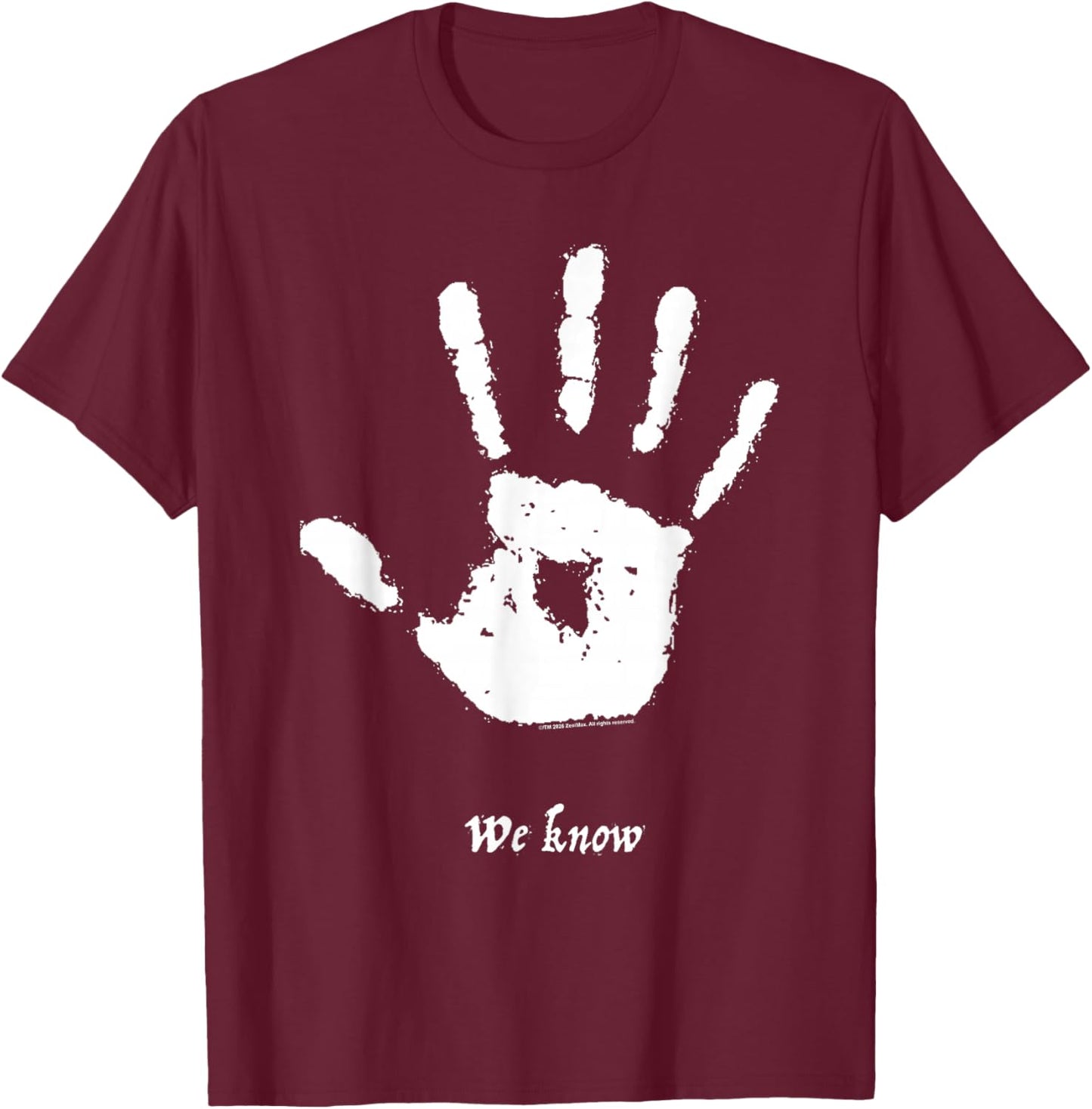Skyrim We Know Dark Brotherhood Handprint Video Game T-Shirt - T-Shirt | Maroon