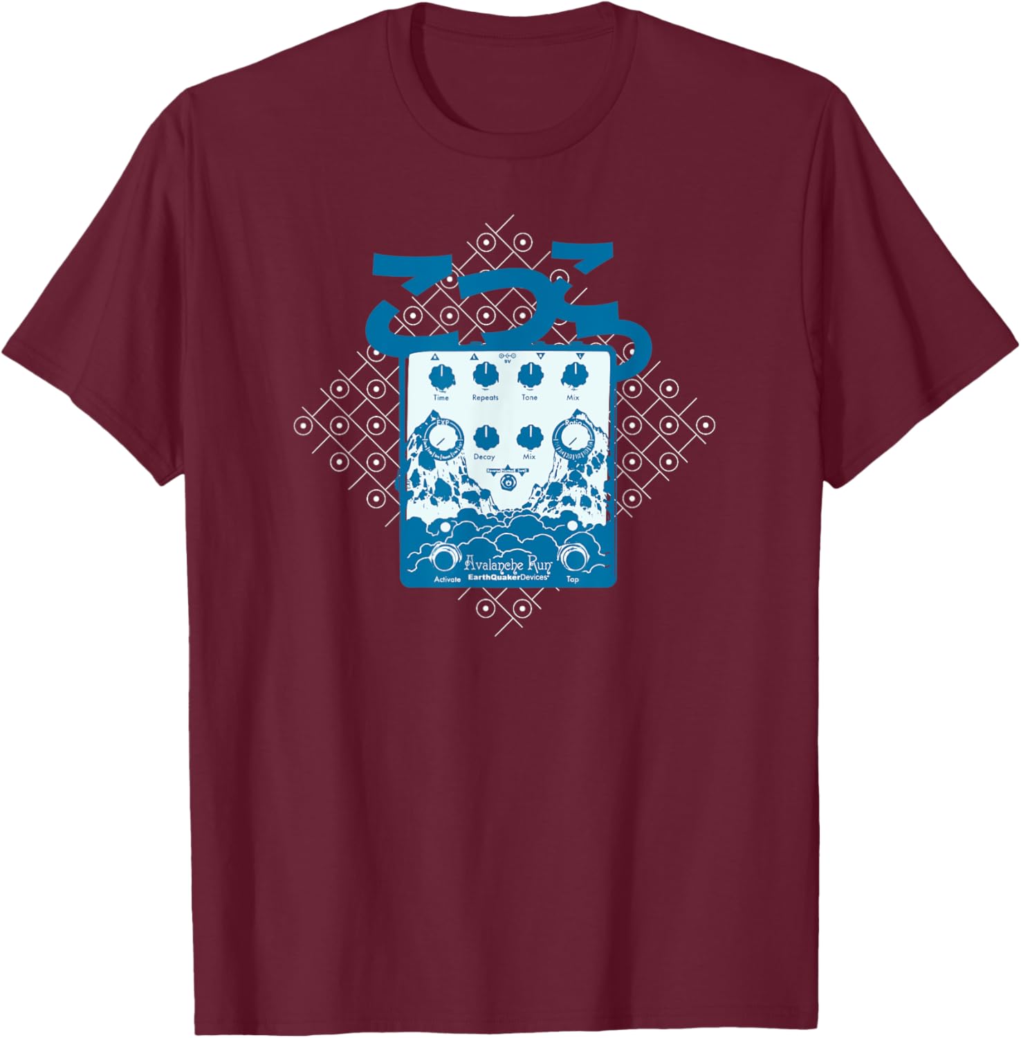 Kotsu Kotsu + Avalanche Run :: Music, Guitar Pedal, Creative T-Shirt - T-Shirt | Maroon