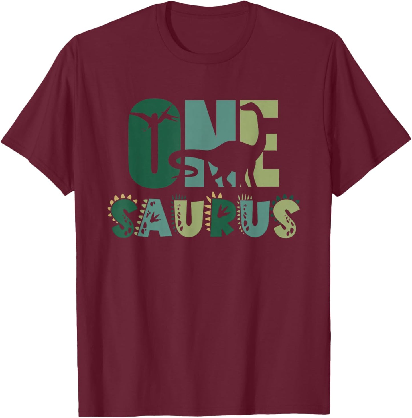 One Saurus First 1st Birthday Dinosaur Boy Toddler Kids T-Shirt - T-Shirt | Maroon