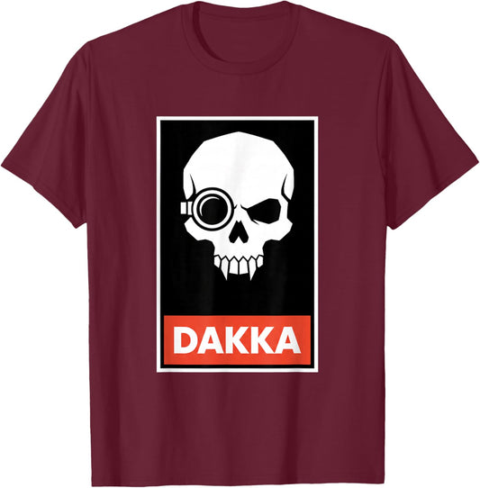 Dakka Skull Gaming Birthday Design for Gamers Shooter Fans T-Shirt - T-Shirt | Maroon
