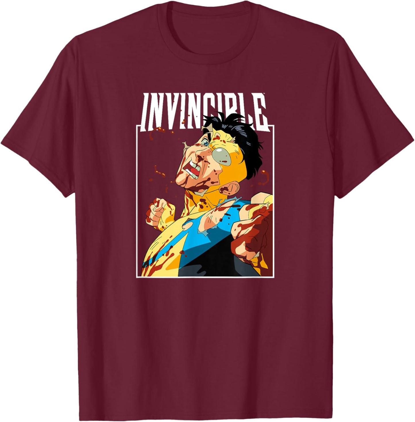 Invincible - Battle Damaged Mark Character Logo T-Shirt - T-Shirt | Maroon