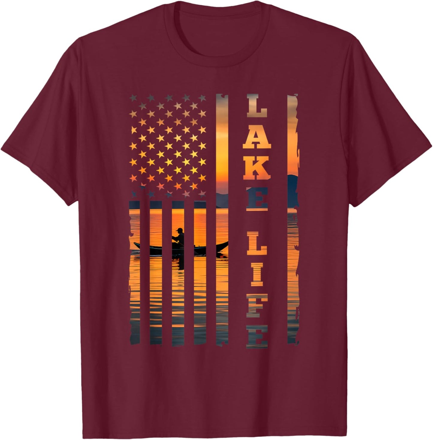 Vintage Lake Life T-Shirt - T-Shirt | Maroon