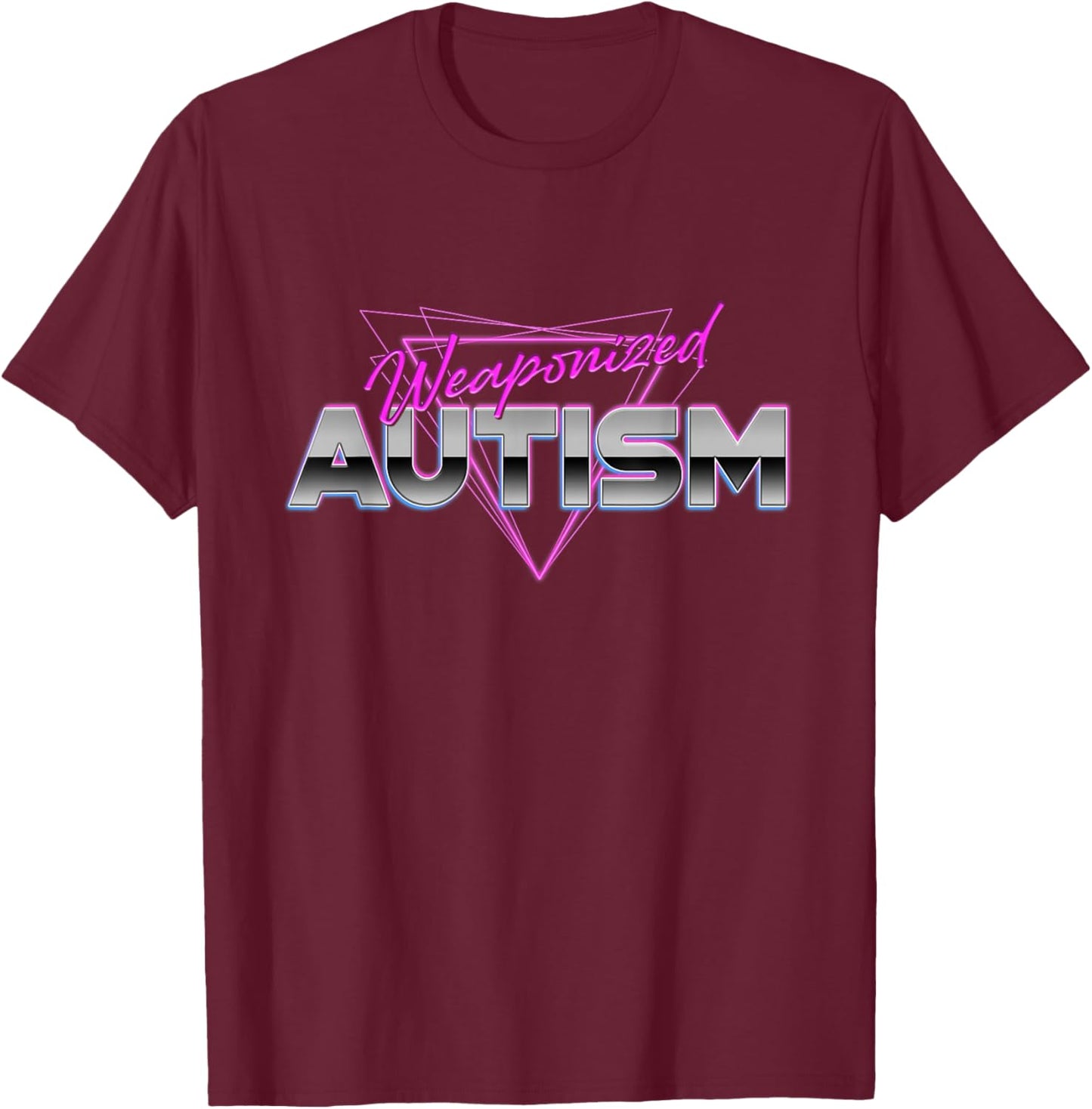 Vintage Arcade Retro Wave Weaponized Autism Awareness Month T-Shirt - T-Shirt | Maroon