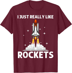 Cool Rocket Design Women Space Rocket Ship Vehicle T-Shirt - T-Shirt | Maroon