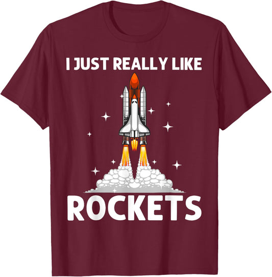 Cool Rocket Design Women Space Rocket Ship Vehicle T-Shirt - T-Shirt | Maroon