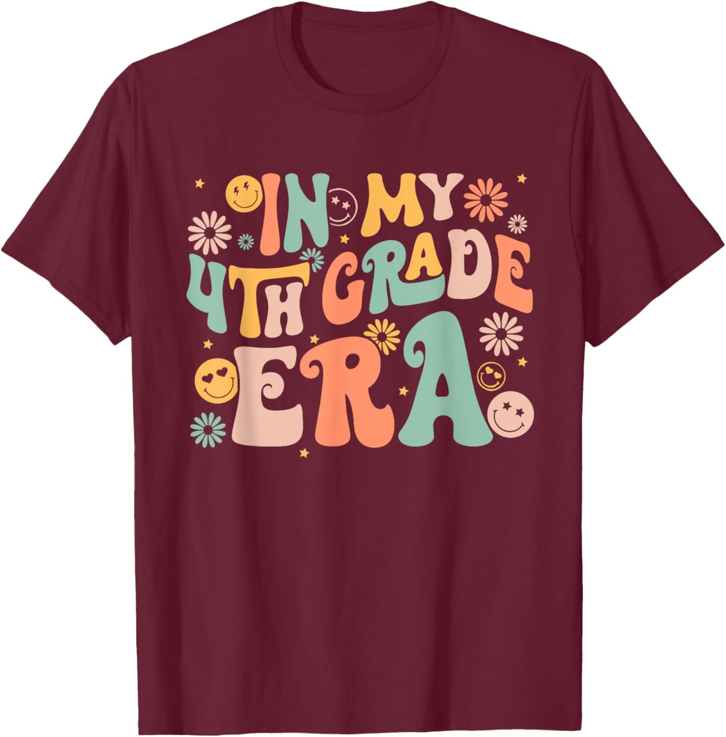 In My Fourth Grade Era Retro 4th Grade Back to School T-Shirt - T-Shirt | Maroon