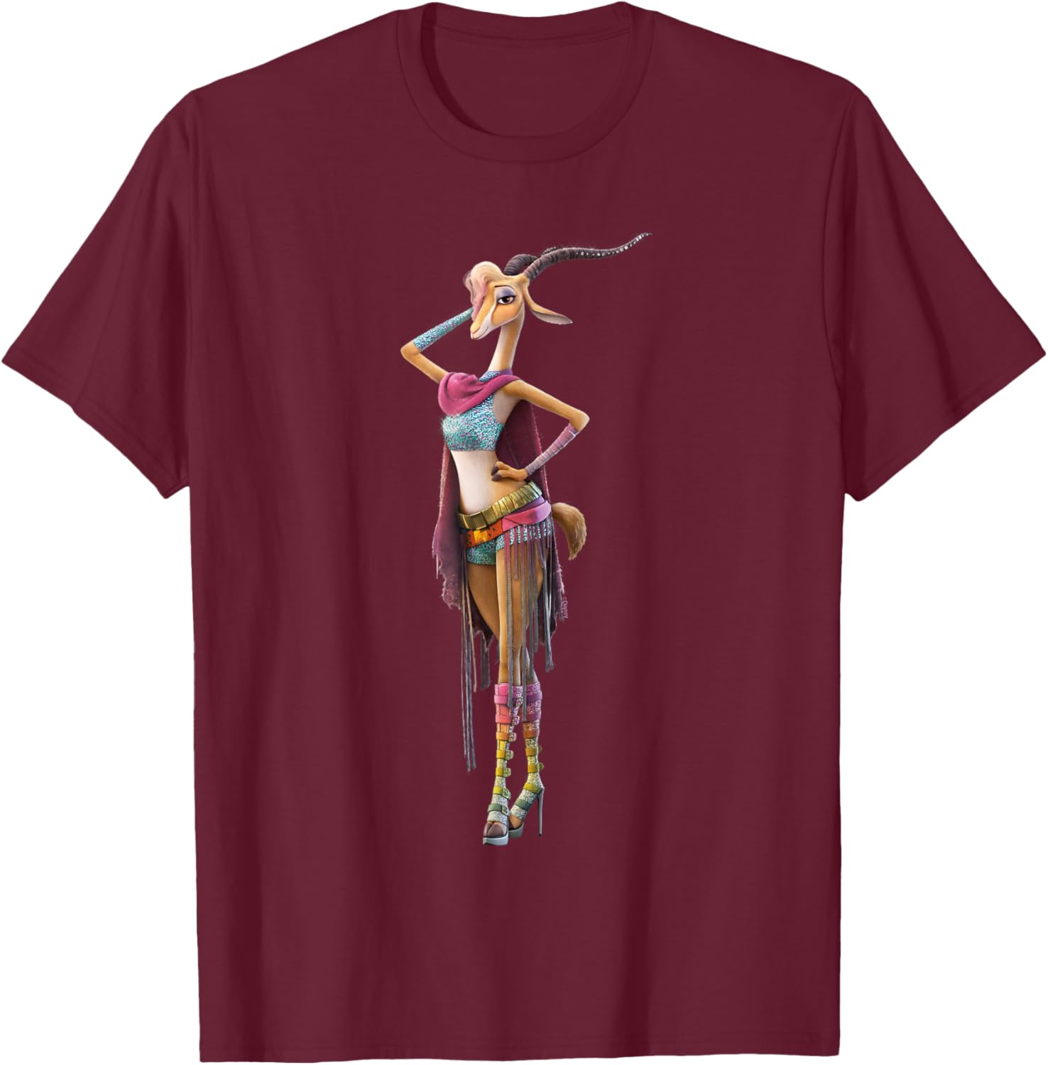 Disney Zootropolis 2 Gazelle Burning Mammal Festival Concert T-Shirt - T-Shirt | Maroon