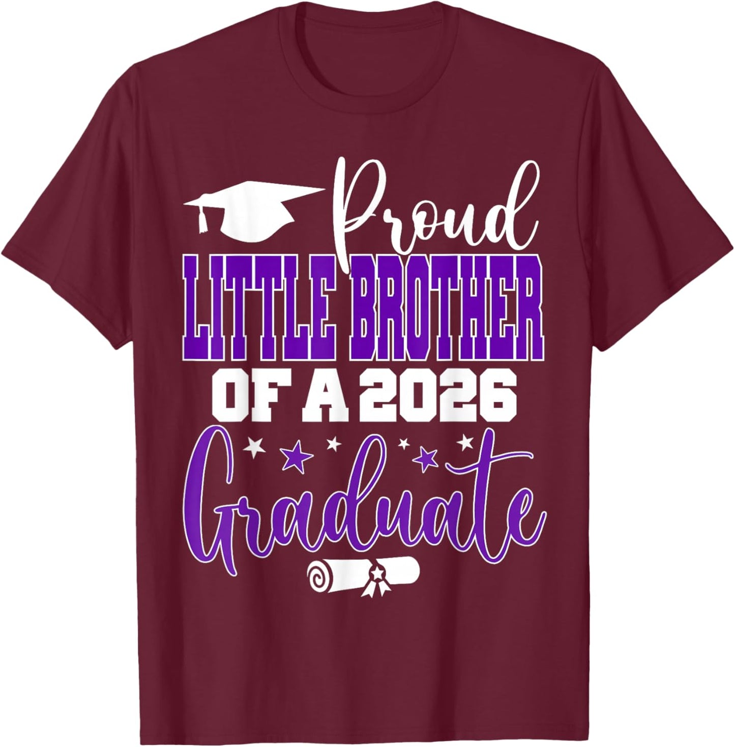 Senior 2026 Proud Little-Brother A Class of 2026 Graduate T-Shirt - T-Shirt | Maroon