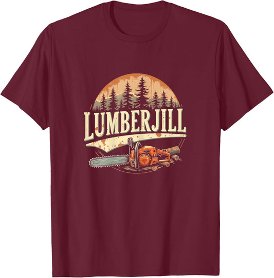 Lumberjill Chainsaw Foresrty Tree Service Female Arborist T-Shirt - T-Shirt | Maroon