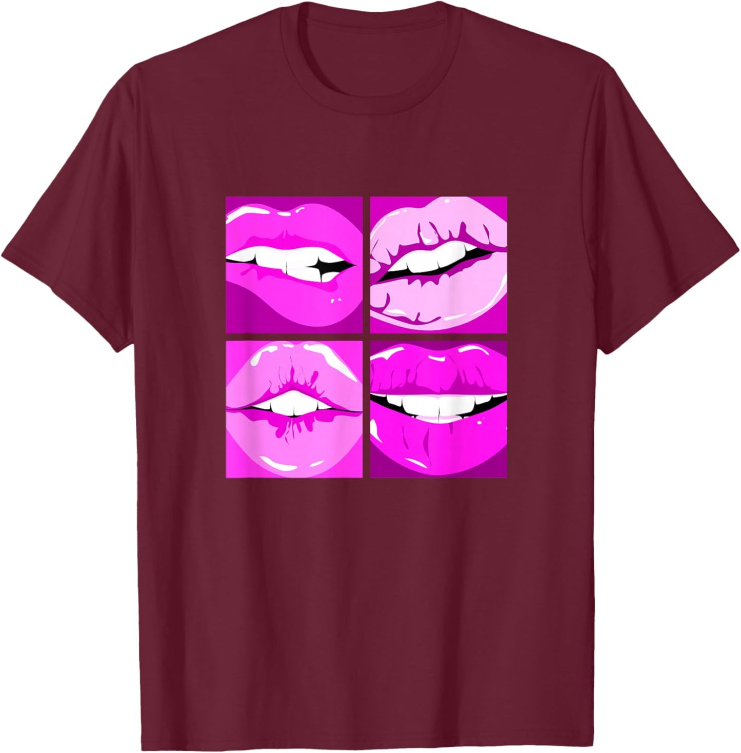 Pink Read My Lips Pink Graphic T-Shirt - T-Shirt | Maroon