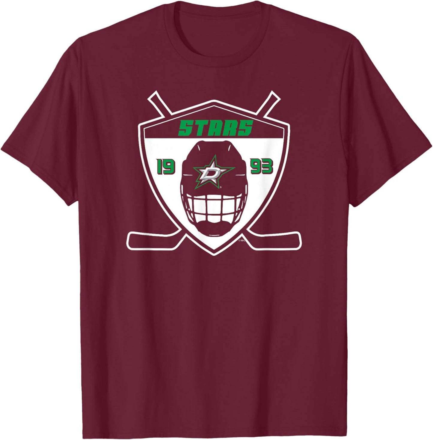 Dallas Stars Shield Black Officially Licensed T-Shirt - T-Shirt | Maroon