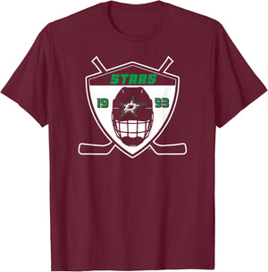 Dallas Stars Shield Black Officially Licensed T-Shirt - T-Shirt | Maroon