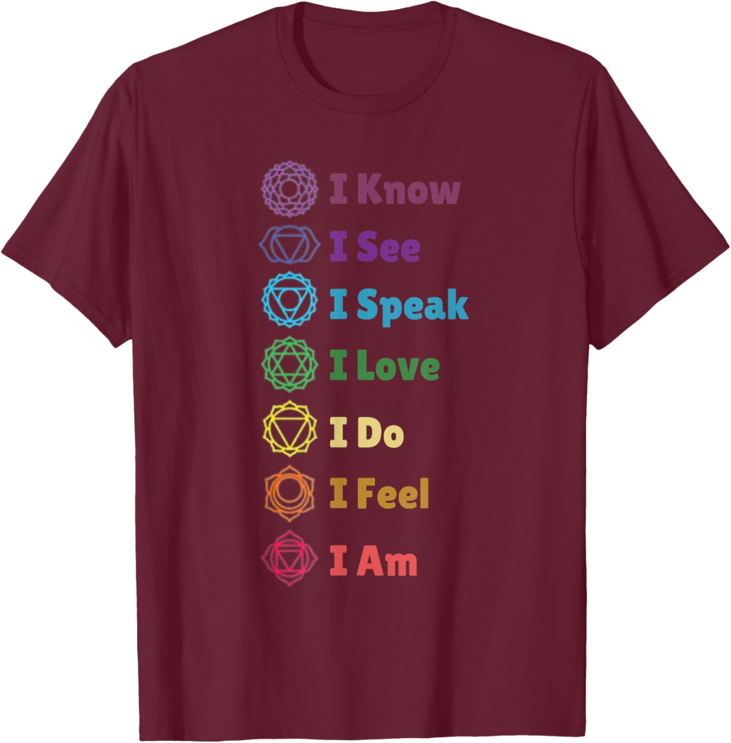 Chakra Alignment, Yoga, Meditation Spiritual T-Shirt - T-Shirt | Maroon
