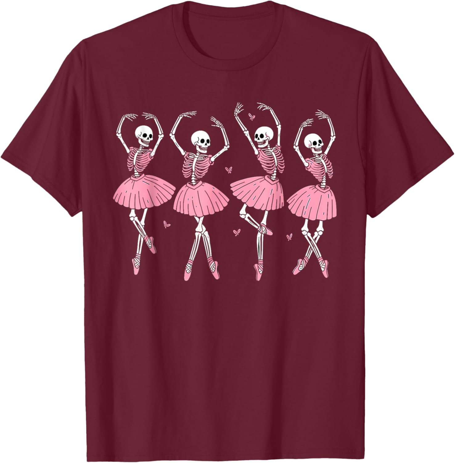Skeleton Ballerinas Ballet Dance Cute Girl Halloween Costume T-Shirt - T-Shirt | Maroon
