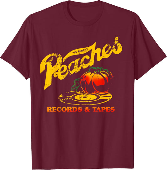 Peaches Music Vintage Records And Tapes 1975 T-Shirt - T-Shirt | Maroon