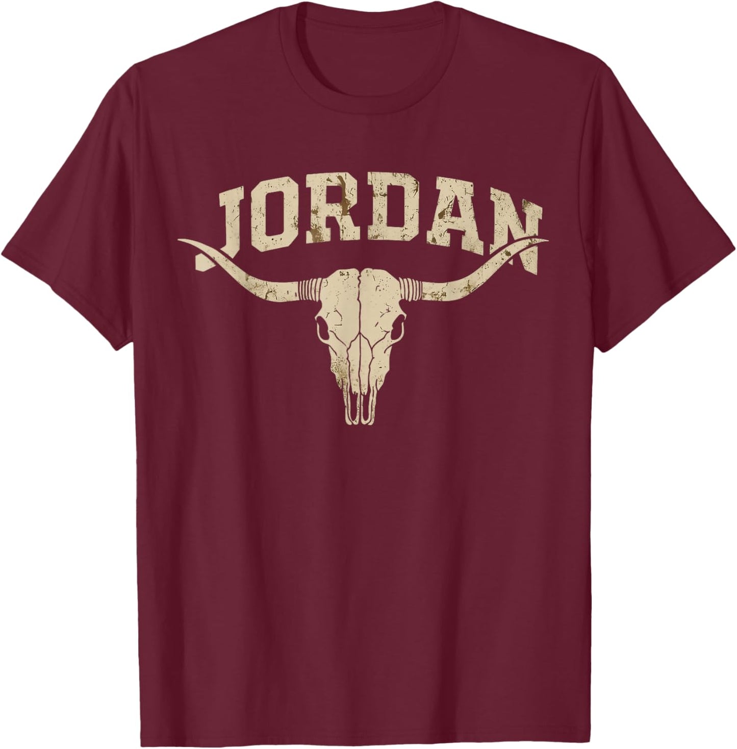 Vintage Western Jordan Name Gift Women Kid Boy Girl T-Shirt - T-Shirt | Maroon