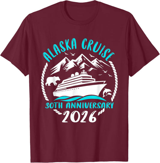 30th Anniversary Wedding Alaska Cruise Couple Matching T-Shirt - T-Shirt | Maroon