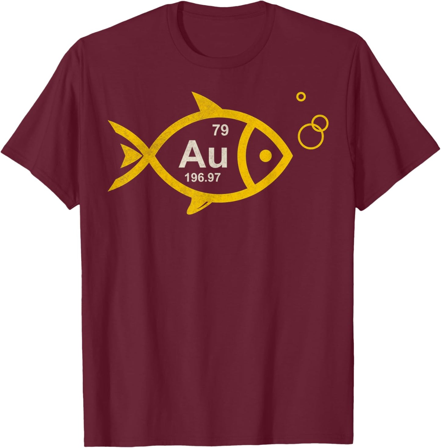 Vintage GoldFish Chemical Element Au Fishing Chemistry T-Shirt - T-Shirt | Maroon