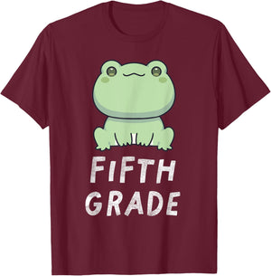 5th Grade Frog Back To School Student Teacher Women Girls Kids T-Shirt - T-Shirt | Maroon