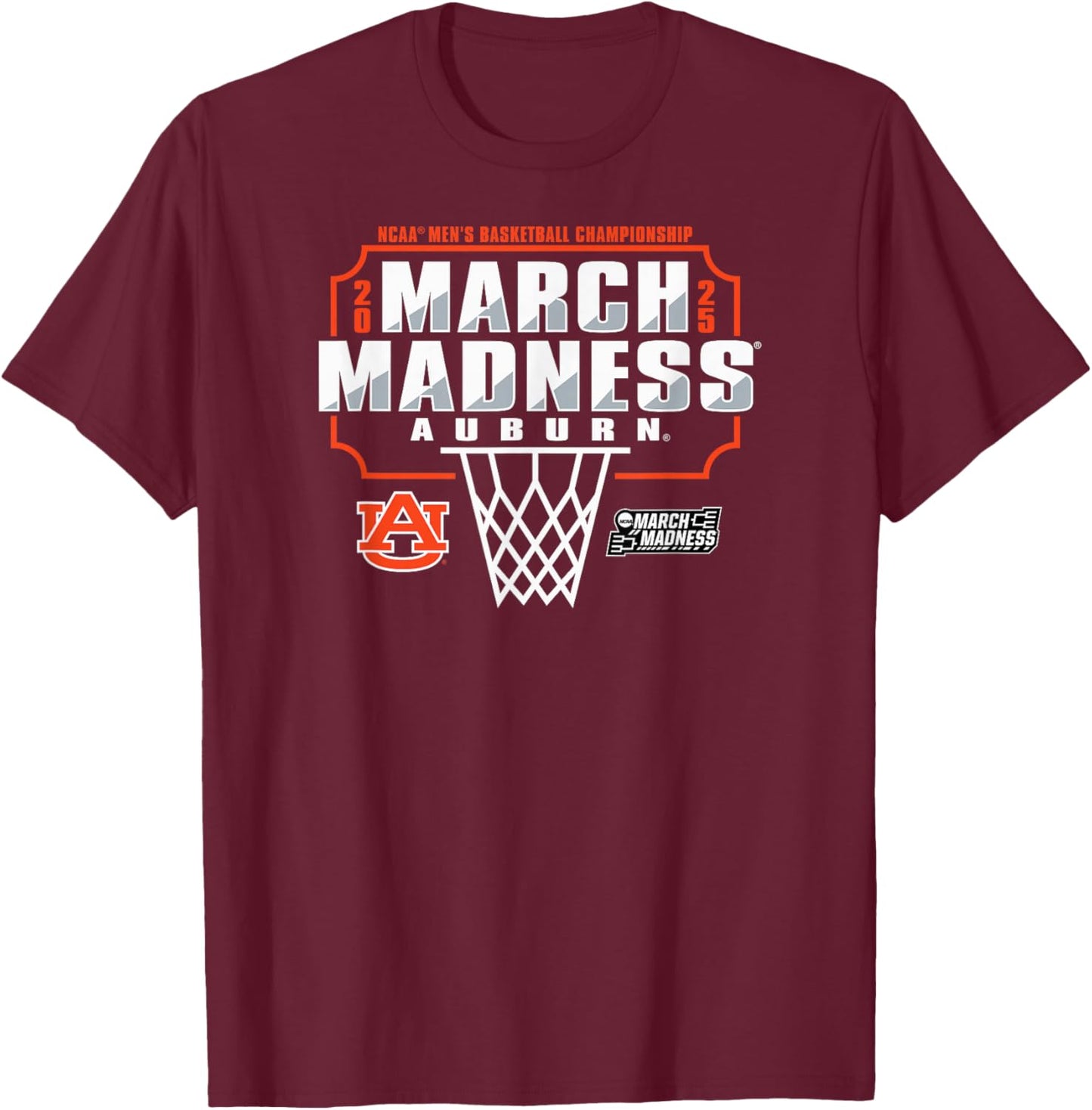 Auburn Tigers March Madness 2025 Men's Basketball Navy T-Shirt - T-Shirt | Maroon