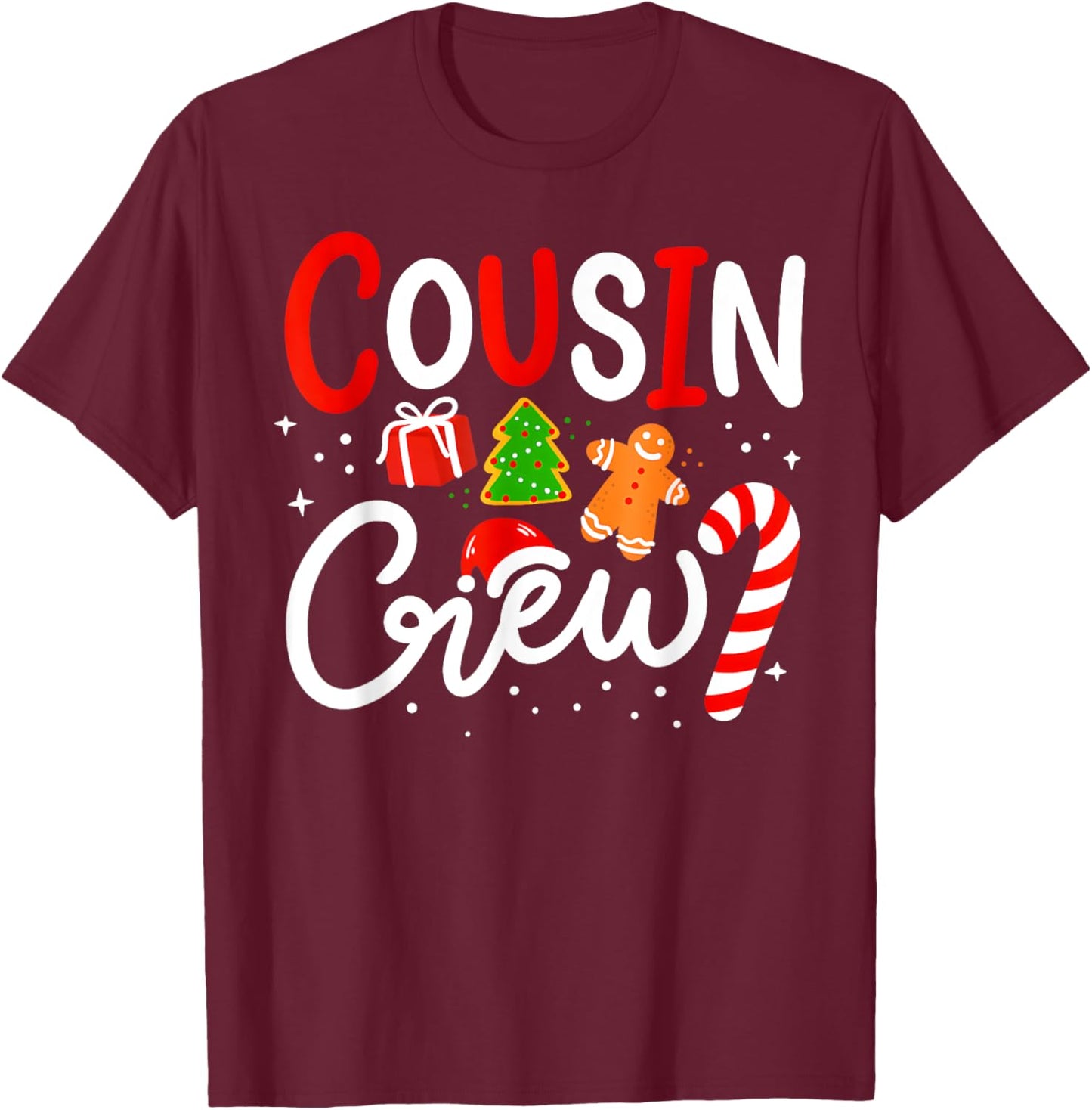 Christmas Cousin Crew Funny Santa Hat Light Kids Men Women T-Shirt - T-Shirt | Maroon
