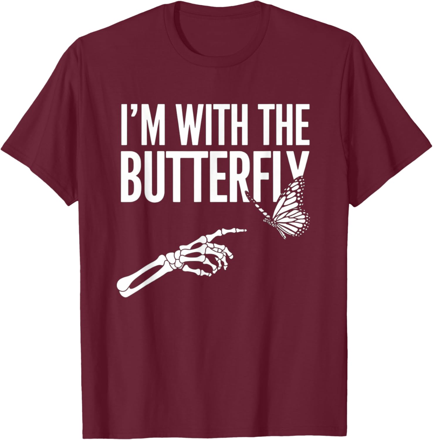 I'm With Butterfly Halloween Costume Couples Matching Gifts T-Shirt - T-Shirt | Maroon