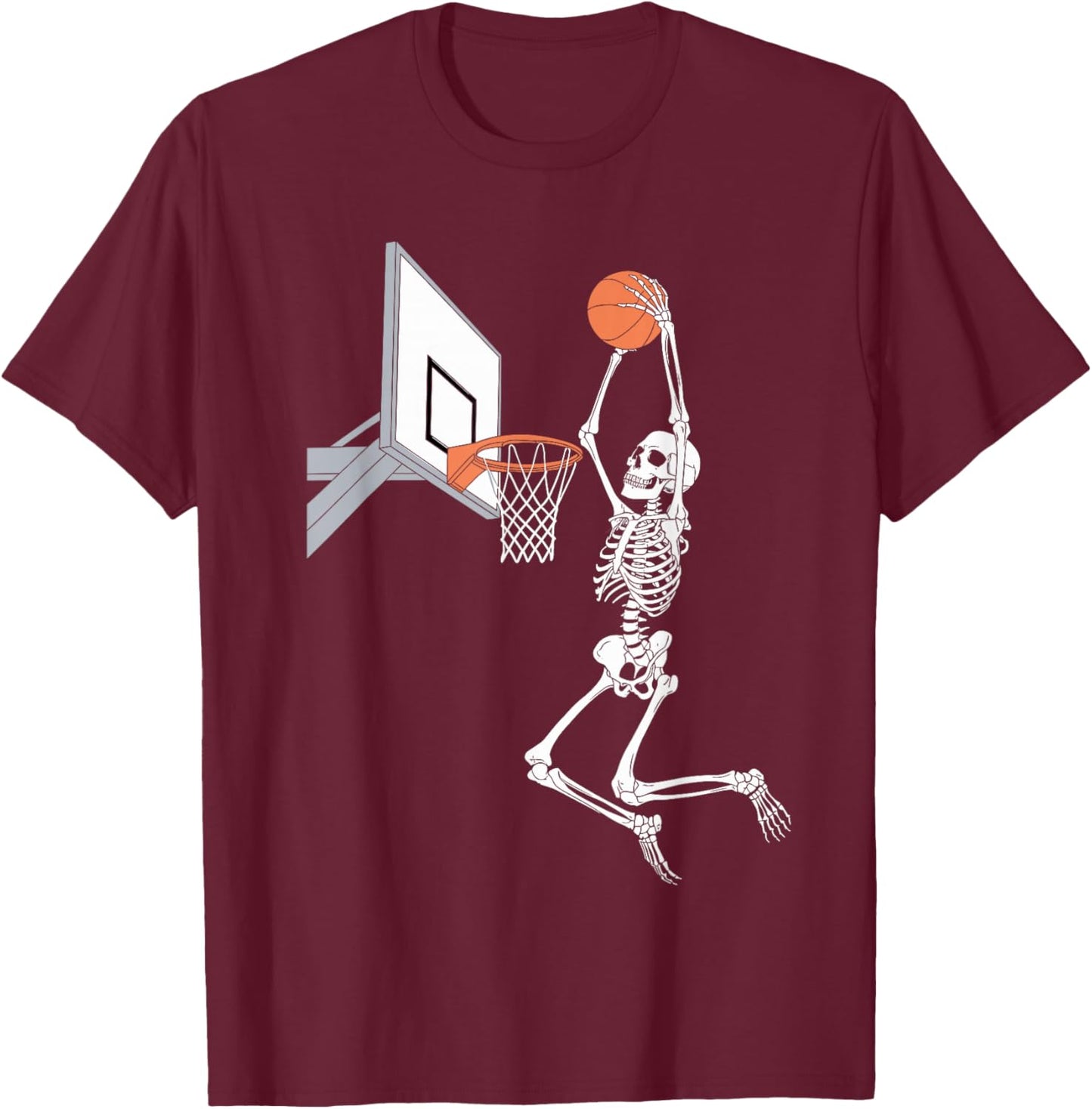 Funny Skeleton Playing Basketball Lovers Spooky Halloween T-Shirt - T-Shirt | Maroon