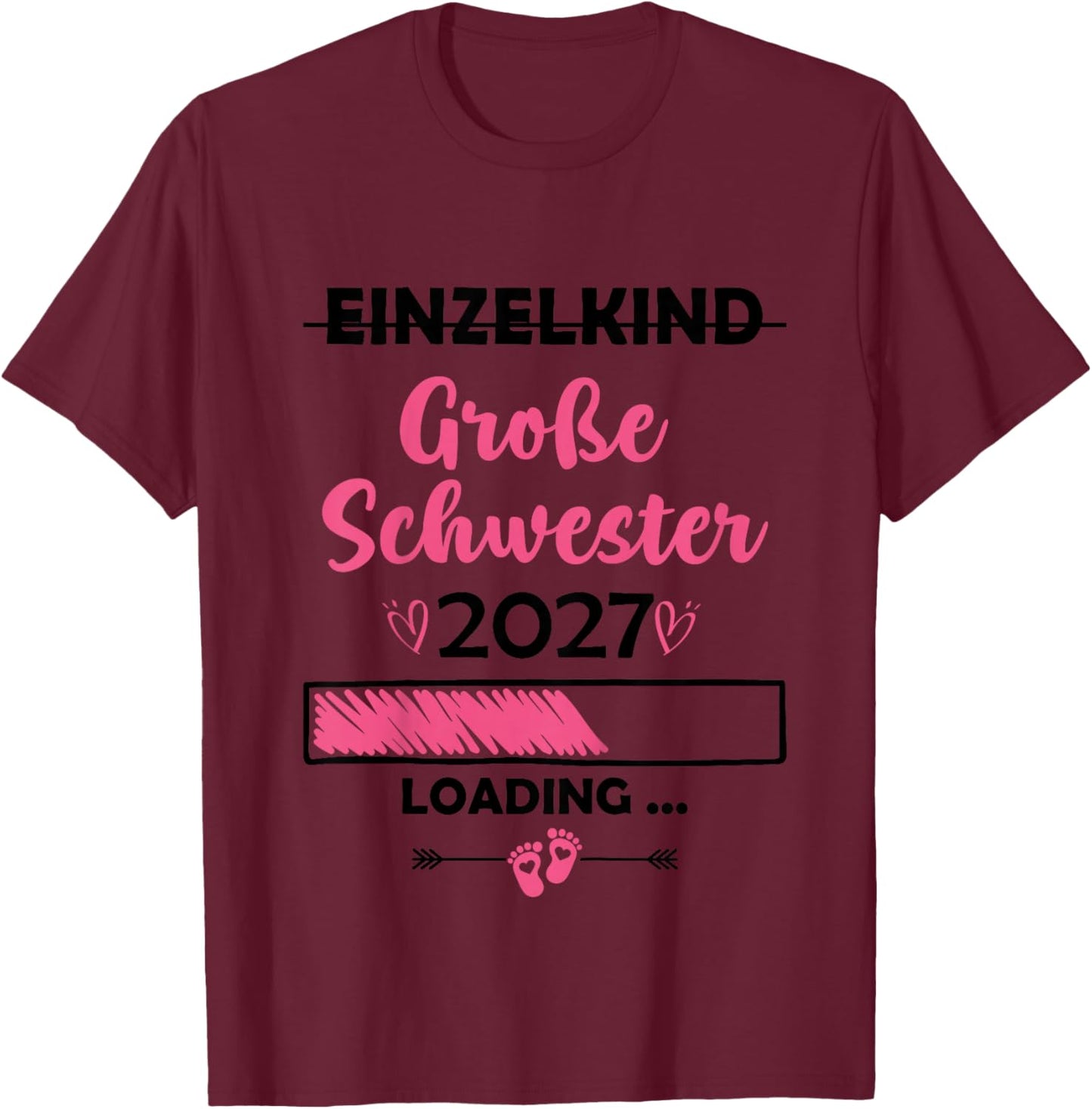 Kinder Ich Werde Große Schwester 2027 Einzelkind Große Schwester T-Shirt - T-Shirt | Maroon